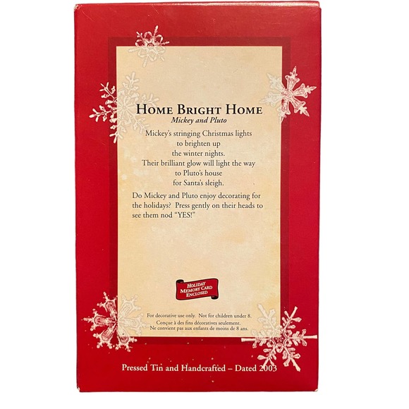 NIB Disney Hallmark Ornament Home Bright Home Mickey Mouse Pluto MOVEMENT - Picture 2 of 2